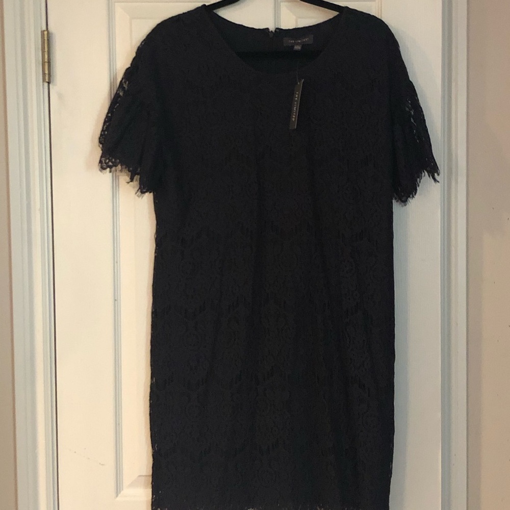 The Limited navy blue short flutter sleeve dress